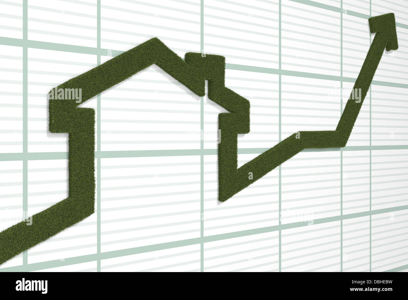 House Rising Arrow 3d render of rising arrow, shaped like a house Stock Photo - Alamy
