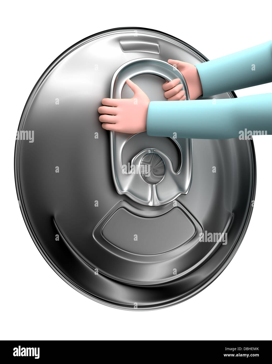 Easy open handle - stay-tab Stock Photo