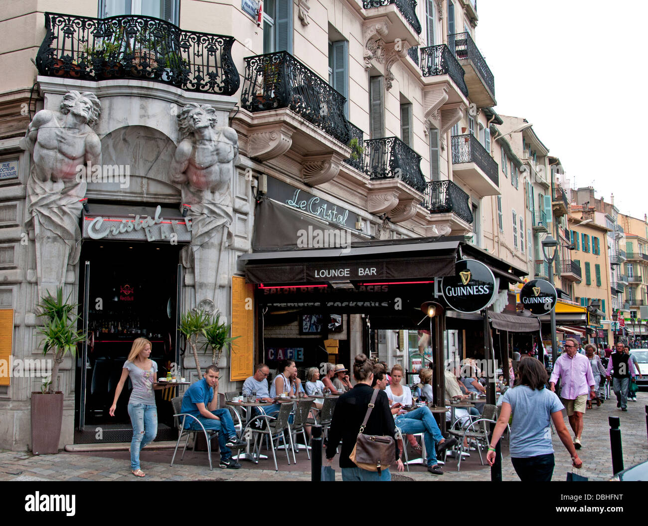 Cannes Old Port Center Restaurant Bar Pub Cafe French Riviera Cote D'Azur France Stock Photo