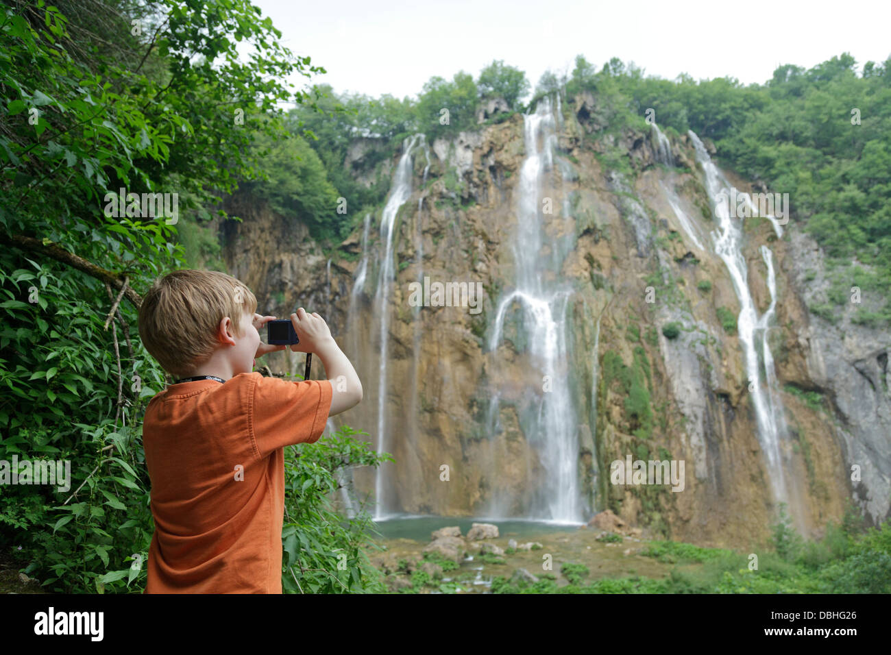 young boy, Plitwitz Lakes, North Dalmatia, Croatia Stock Photo