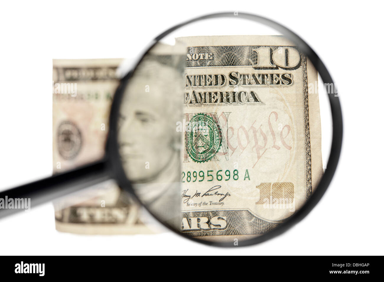 dollar and magnifying glass Stock Photo Alamy