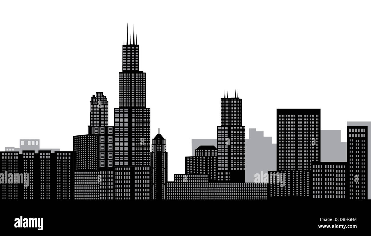 Chicago skyline illustration hi-res stock photography and images - Alamy