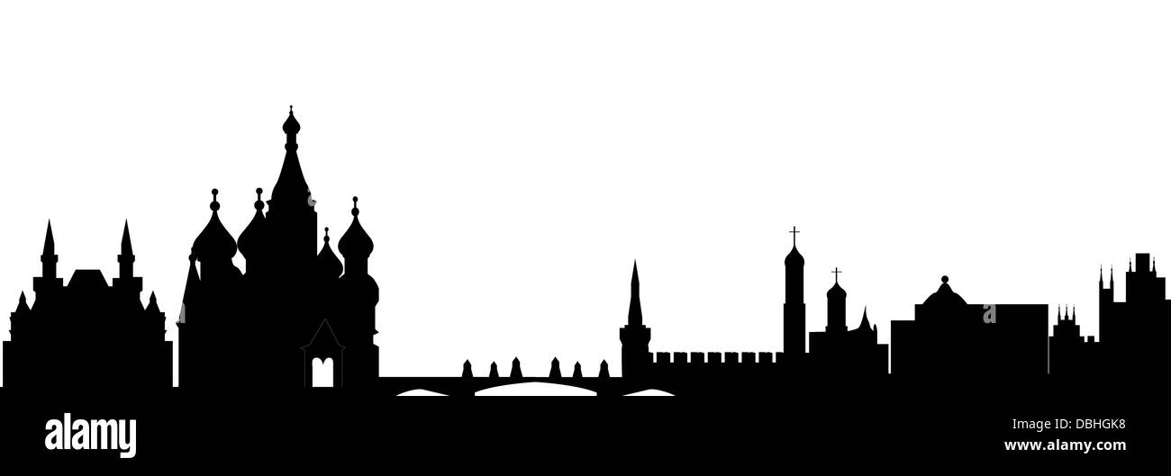 Moscow city silhouette skyline illustration Black and White Stock ...