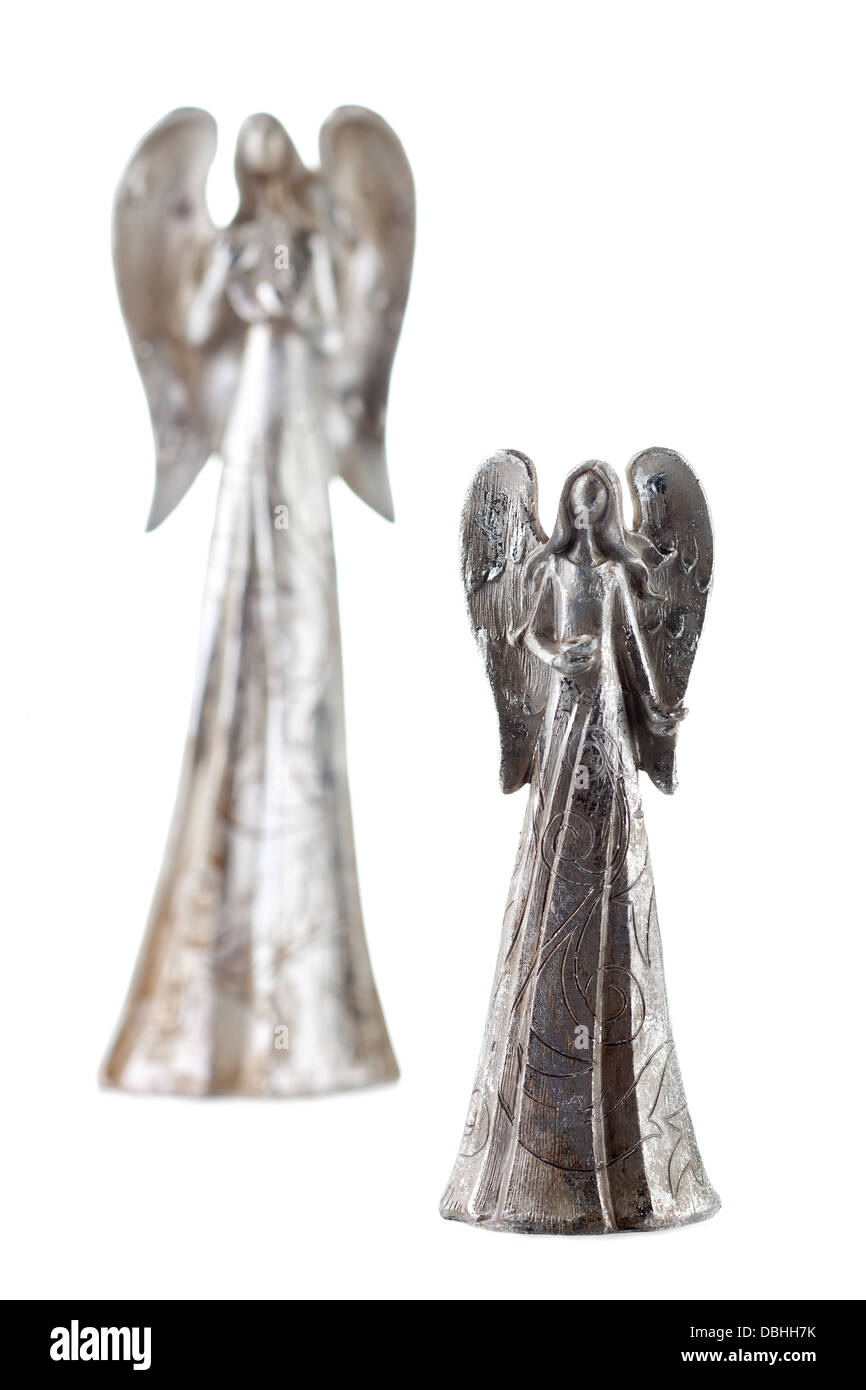 two silver angel figurine Stock Photo Alamy