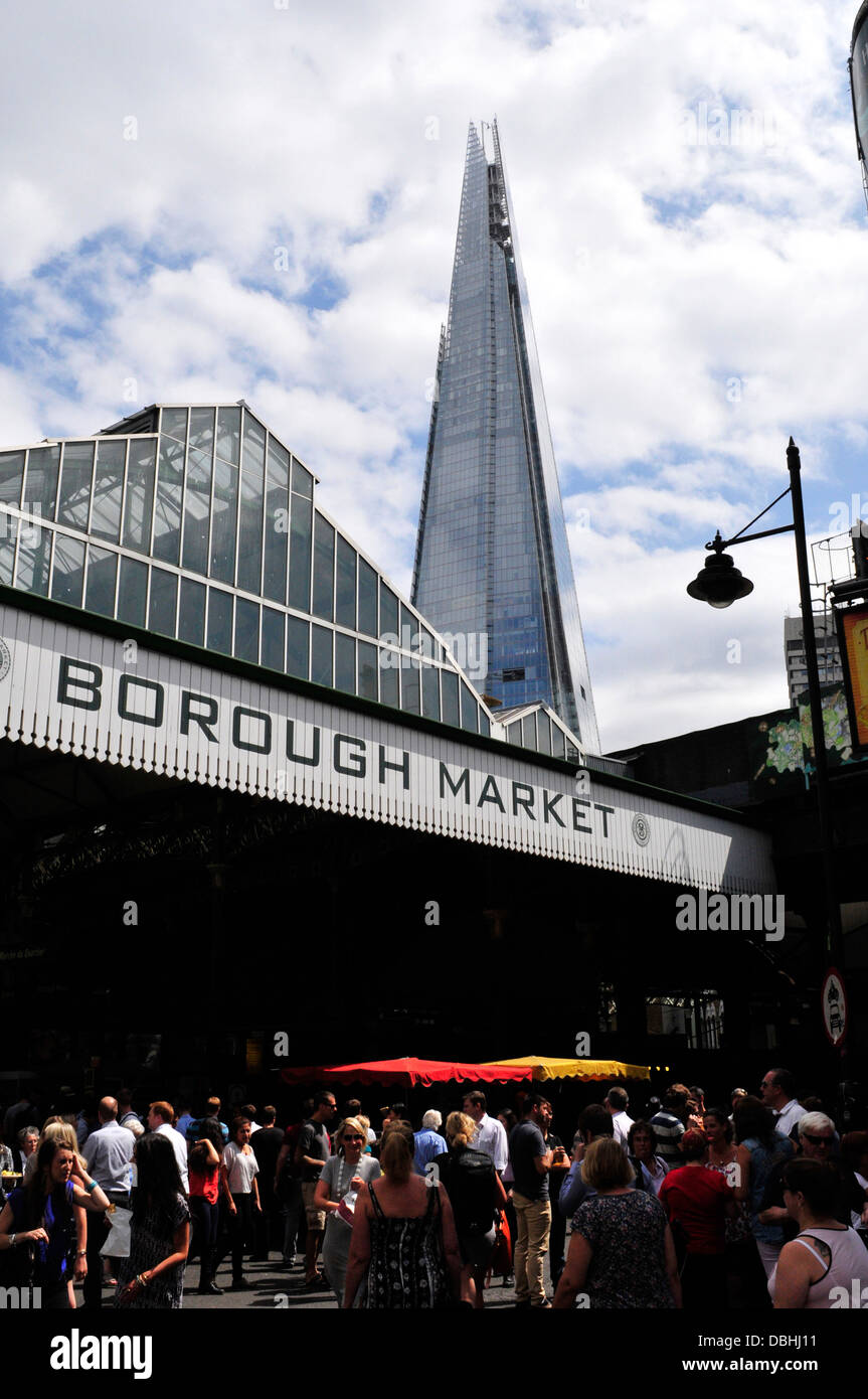 A view of the shard from Borough market, London, UK Stock Photo