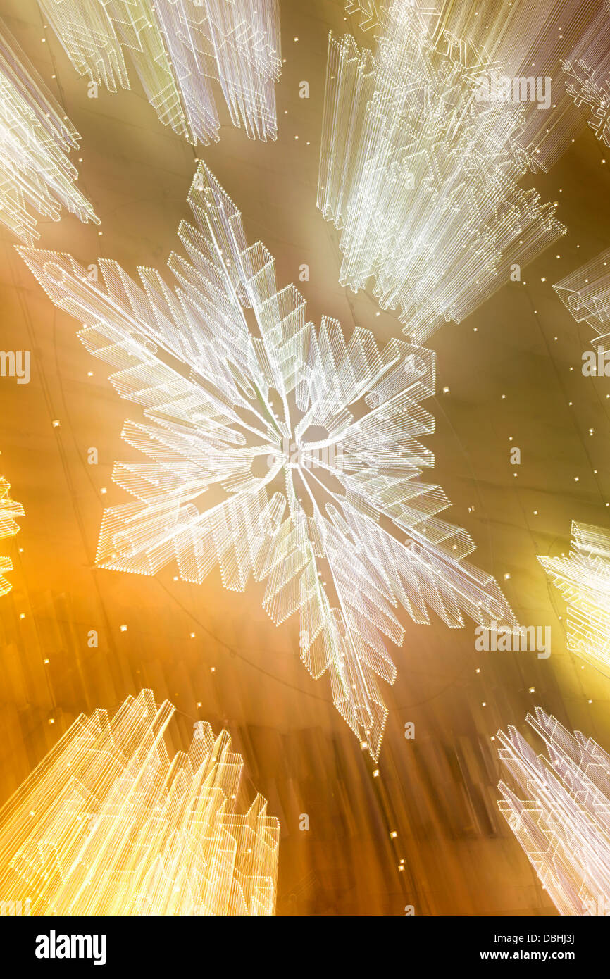 Christmas decoration with snowflake motifs and light trails effects ...