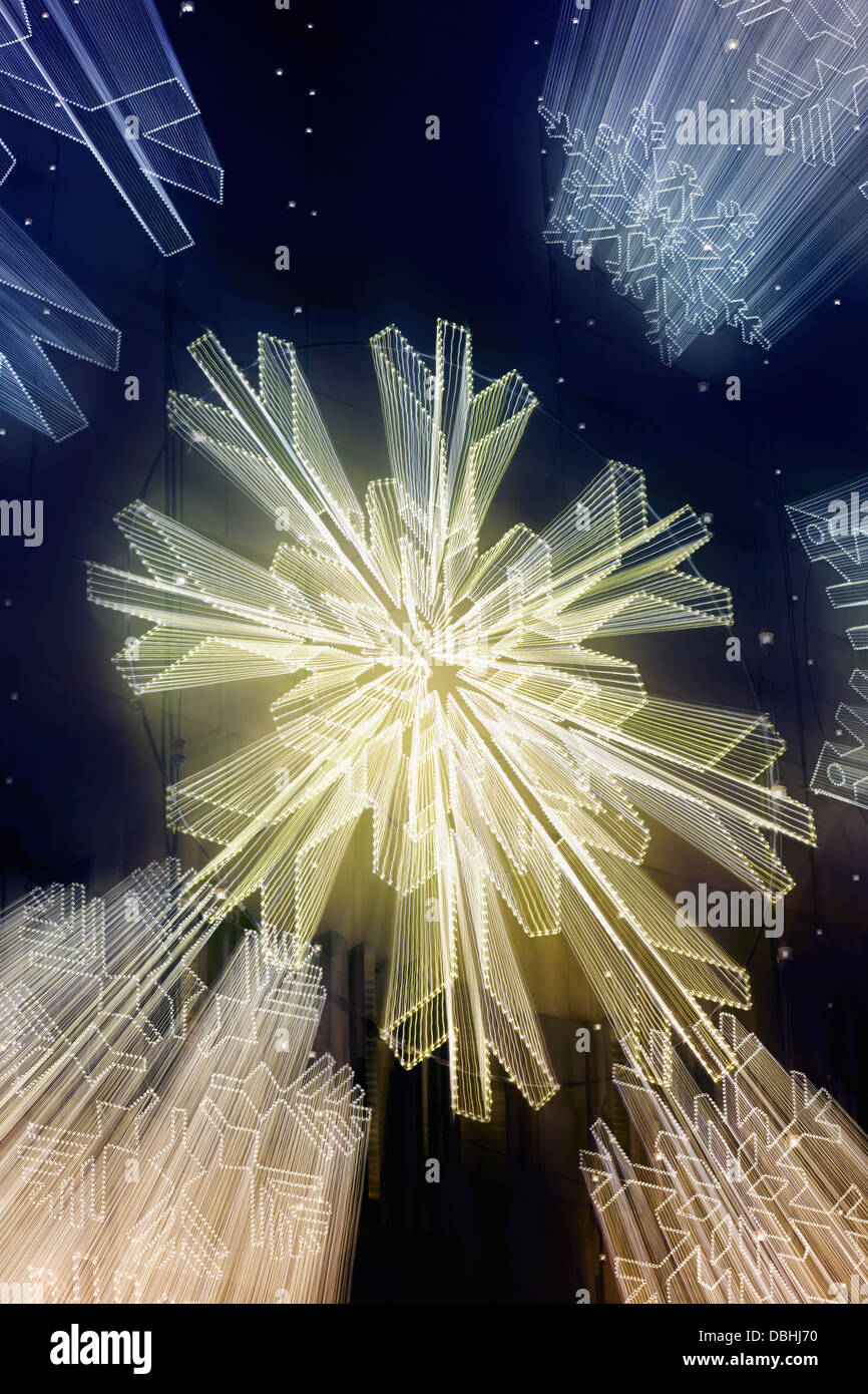 Christmas decoration with snowflake motifs and light trails effects ...