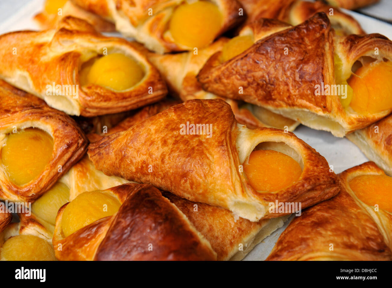 Filled puff pastry croissants Stock Photo