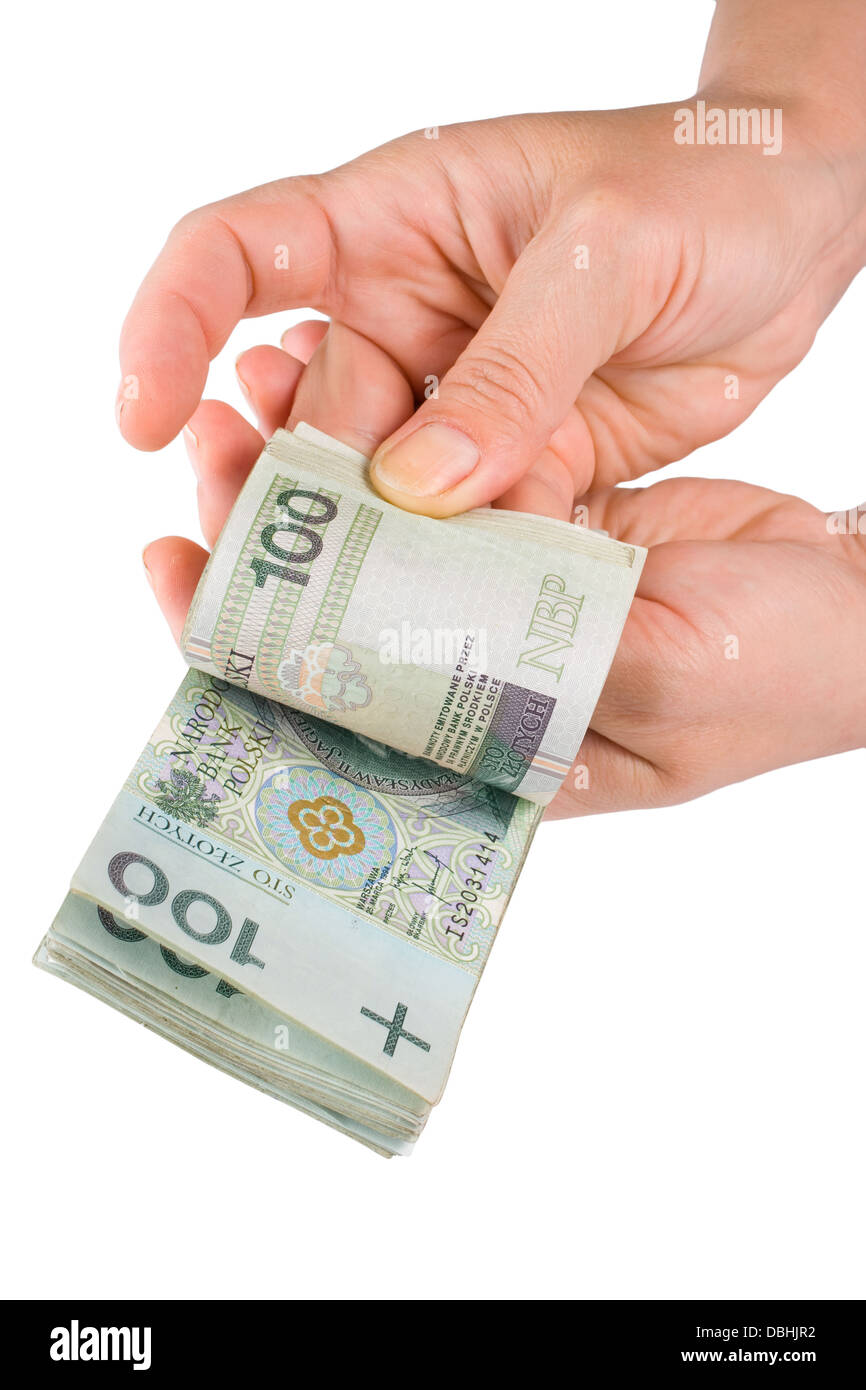 Hand with money isolated on white background Stock Photo - Alamy