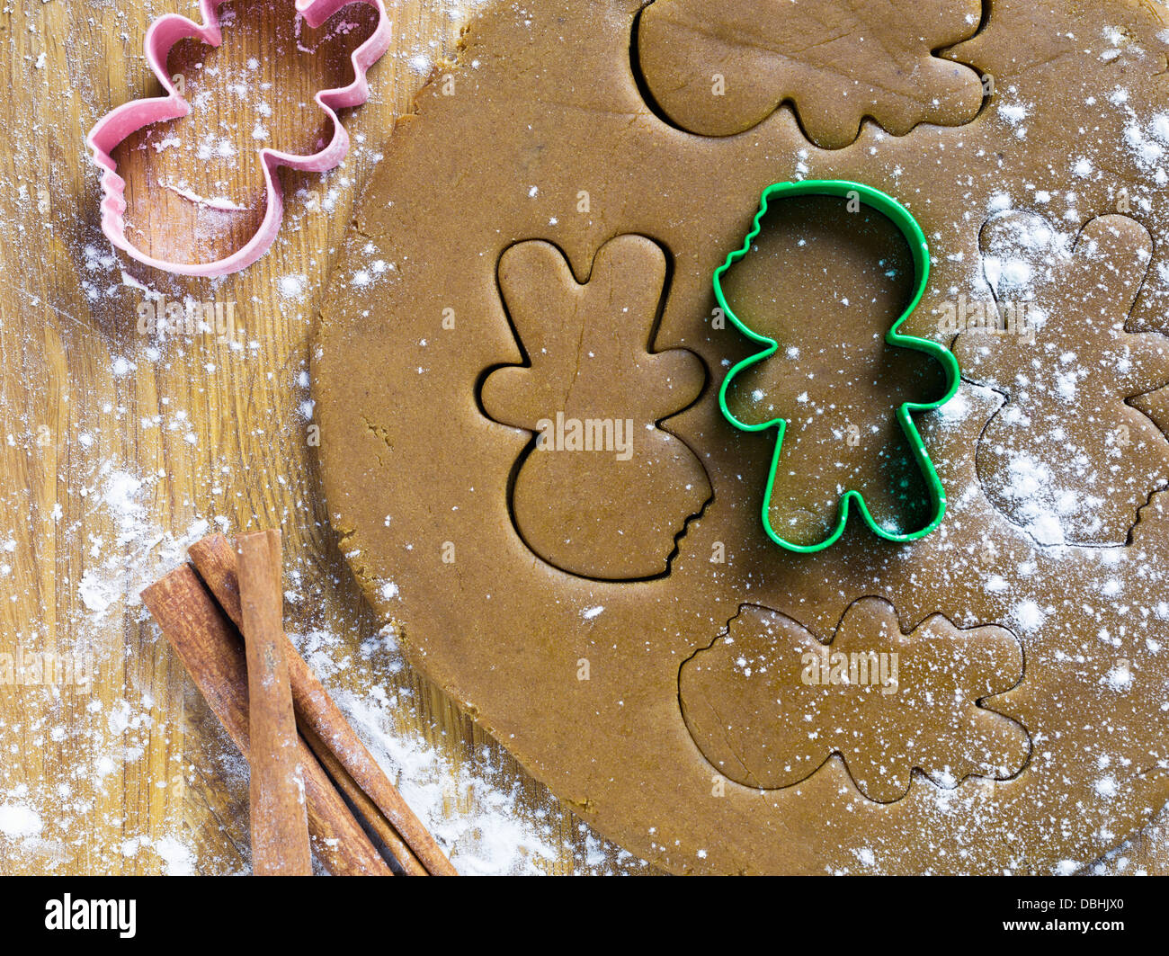 ginger bread man on a dough Stock Photo