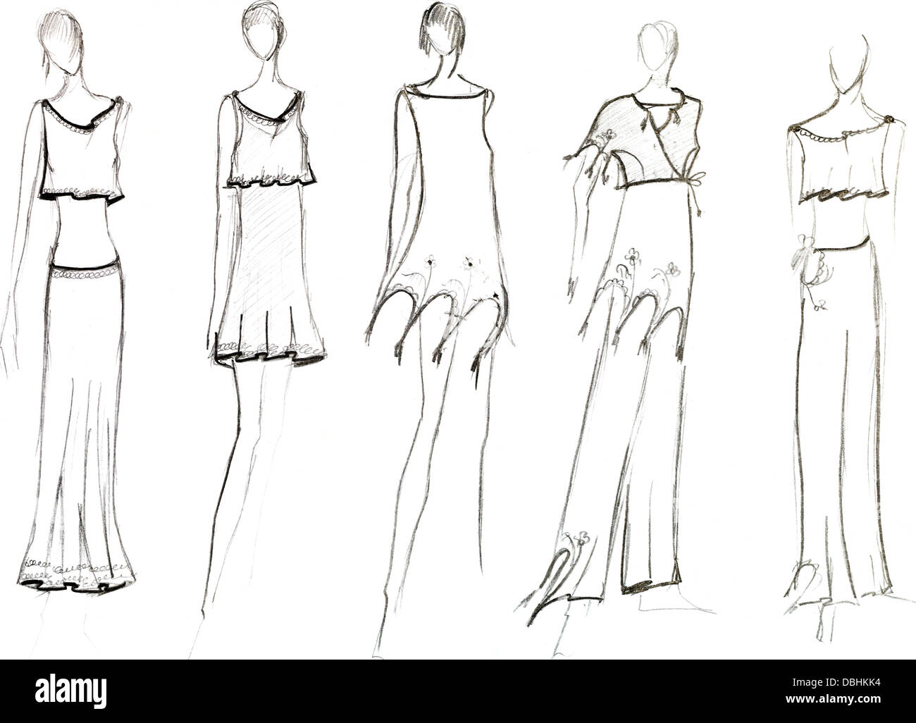 short dress design sketches Blue short dress design/ illustration