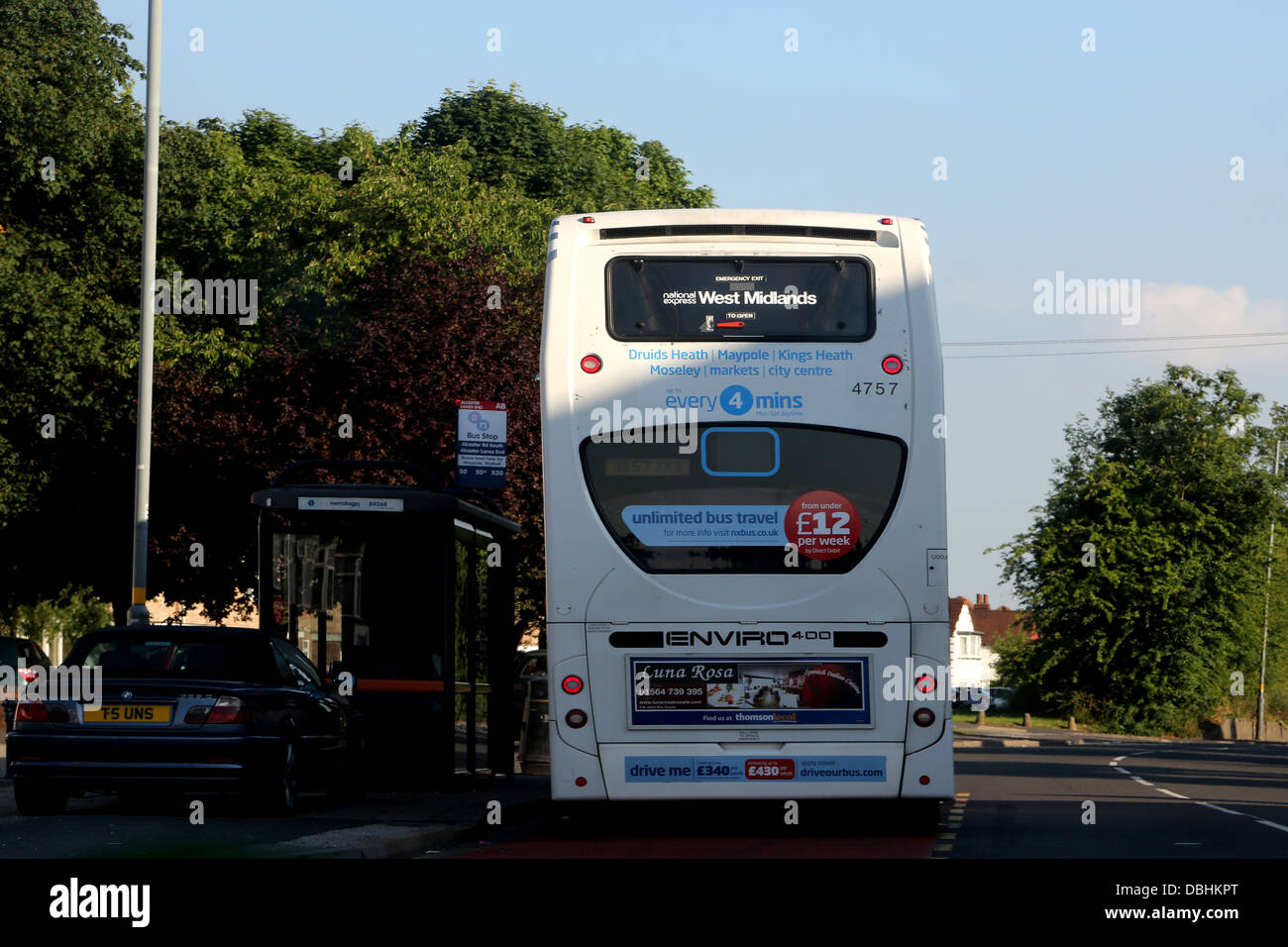 National Express West Midlands Bus At Bus Stop Heading Towards Druids