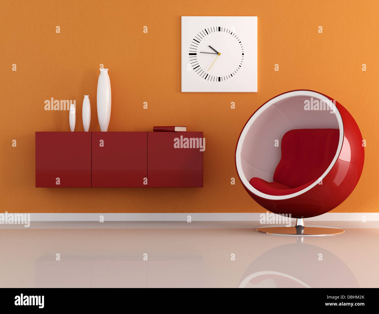 Orange Room With Fashion Armchair Stock Photo Alamy