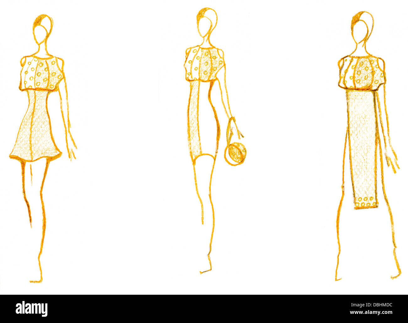 sketch of fashion model - development of ladies cocktail dress Stock ...
