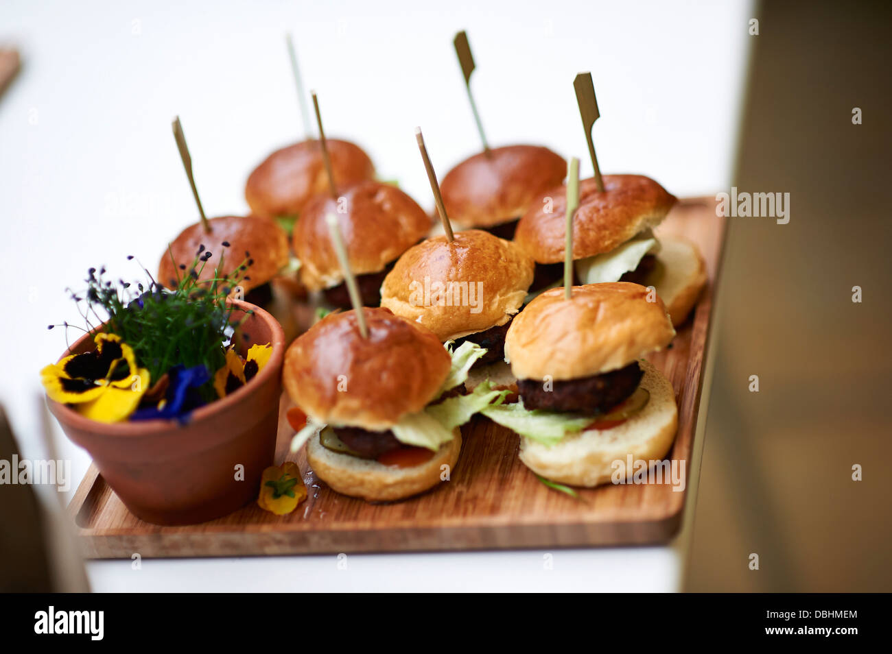 mini hamburgers Stock Photo