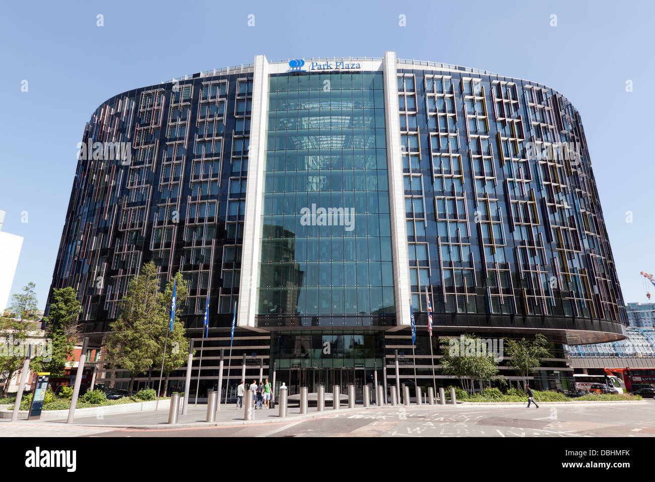 Wide angle view of the Park Plaza Hotel. from Westminster Bridge road. Stock Photo