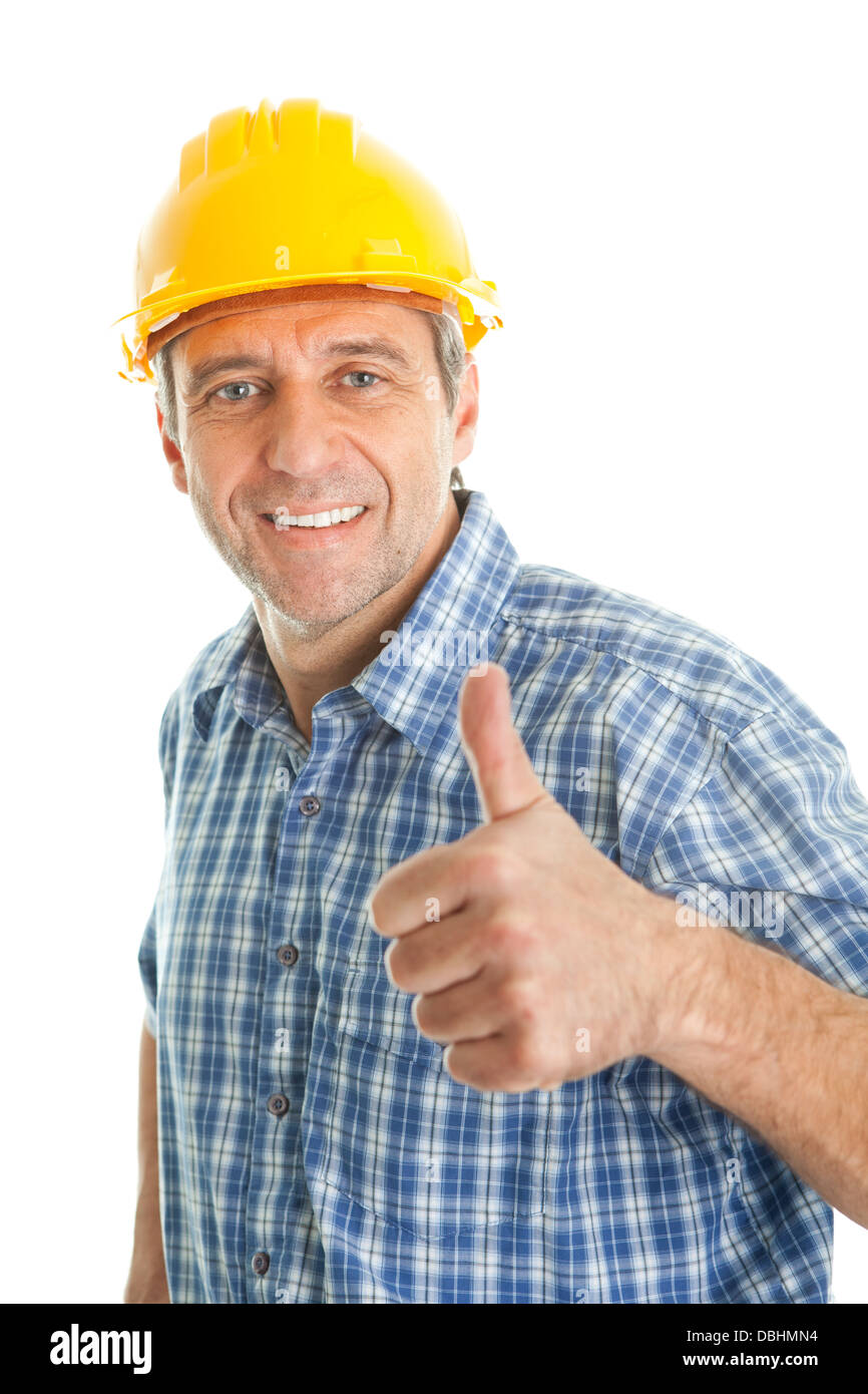 Worker wearing hard hat Stock Photo