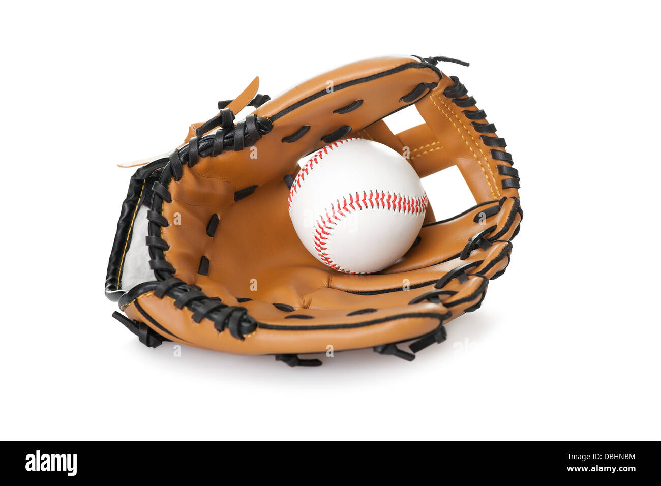 Baseball glove with ball isolated on white Stock Photo Alamy