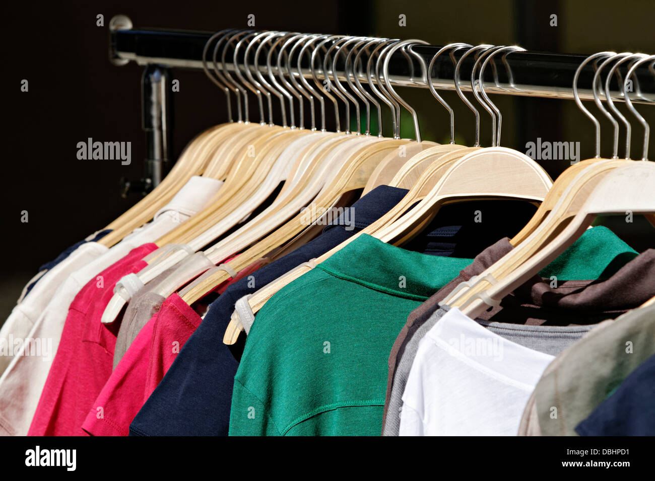 Clothing hanging on Clothes Rack Stock Photo Alamy