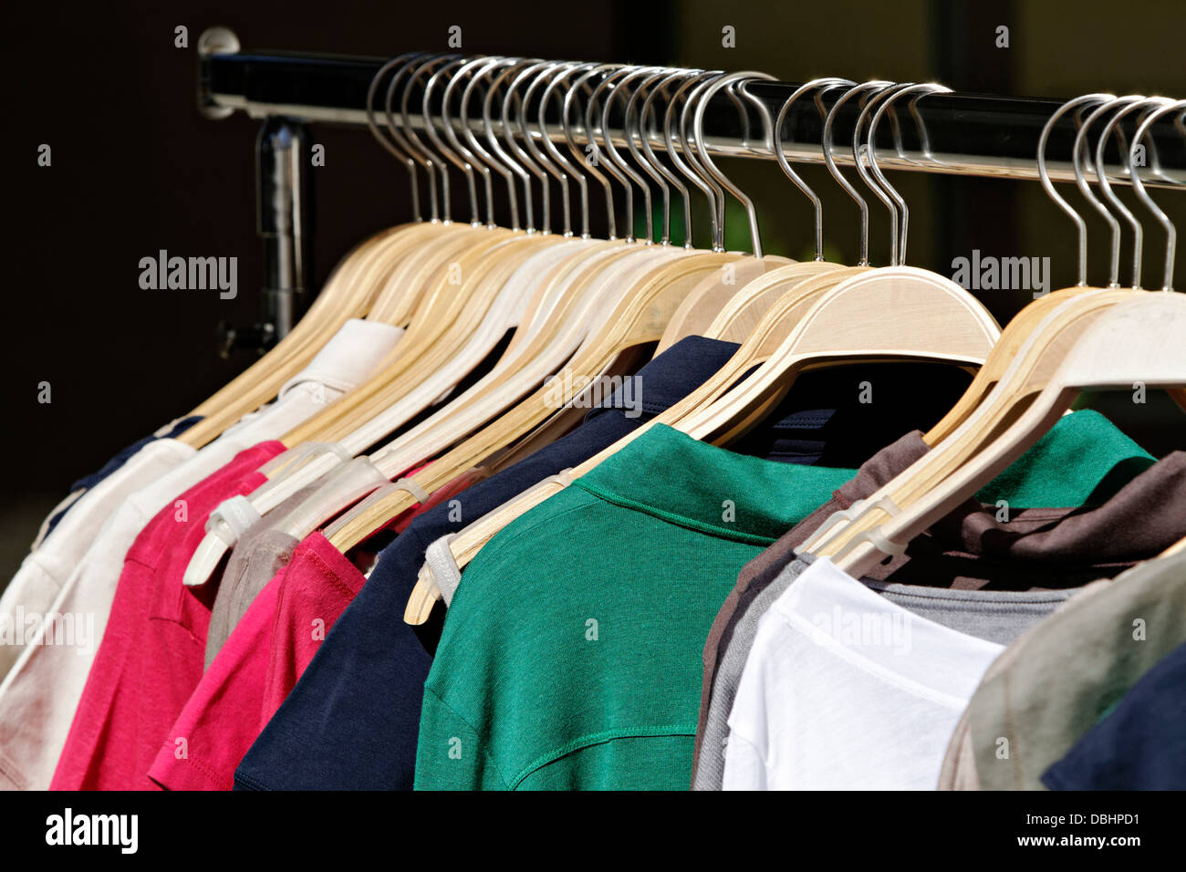 Clothing Hanging On Clothes Rack Stock Photo Alamy