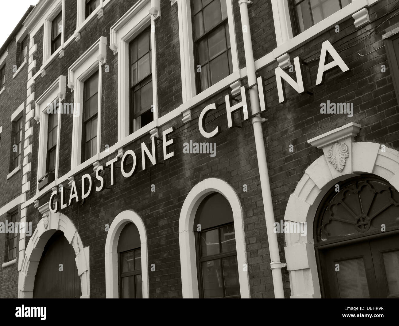 Monochrome of The Gladstone China Factory in Longton , Stoke-on-Trent , Staffordshire Potteries , English Midlands , England GB Stock Photo