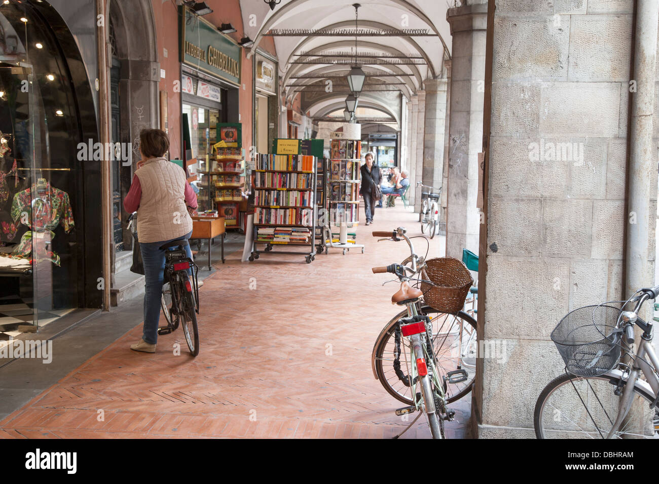 Shopping Arcade in Stretto Street; Pisa; Italy Stock Photo Alamy