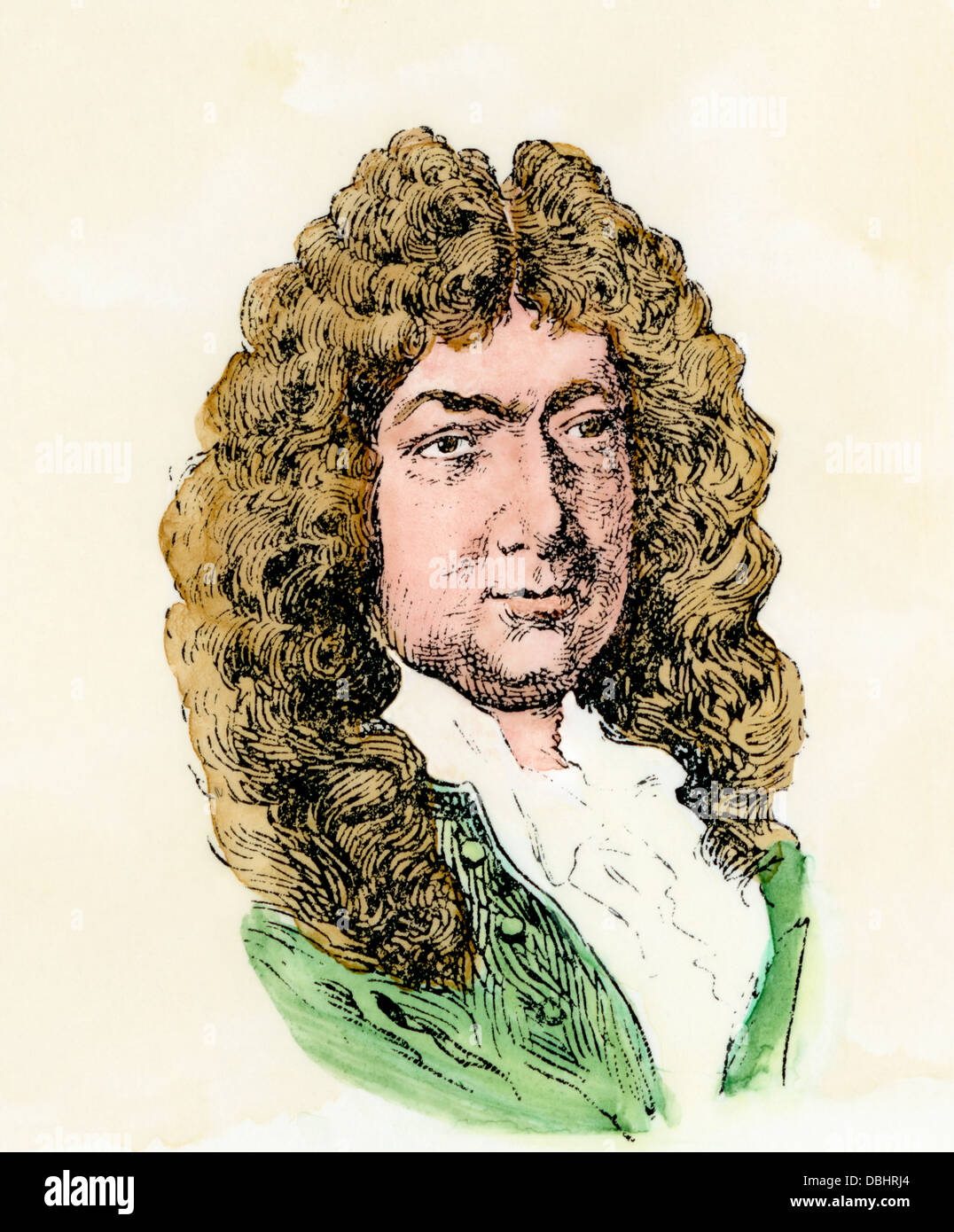 French author Charles Perrault. Hand-colored woodcut Stock Photo