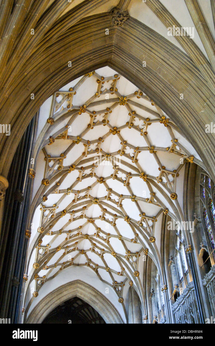 Fan vaulting, Wells Cathedral, Somerset, England Stock Photo
