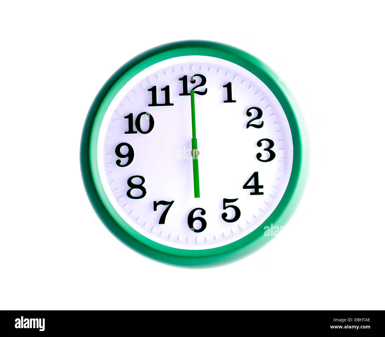 Isolated green wall clock on white background Stock Photo - Alamy
