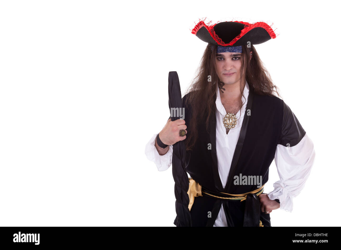 Pirate isolated on white background studio shot Stock Photo - Alamy