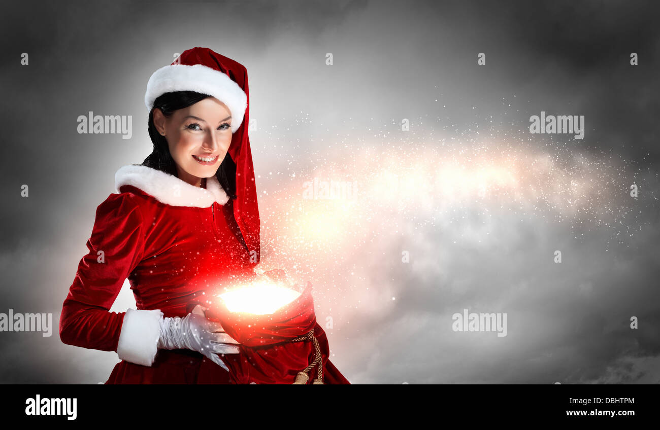 beautiful girl in santa costume Stock Photo - Alamy
