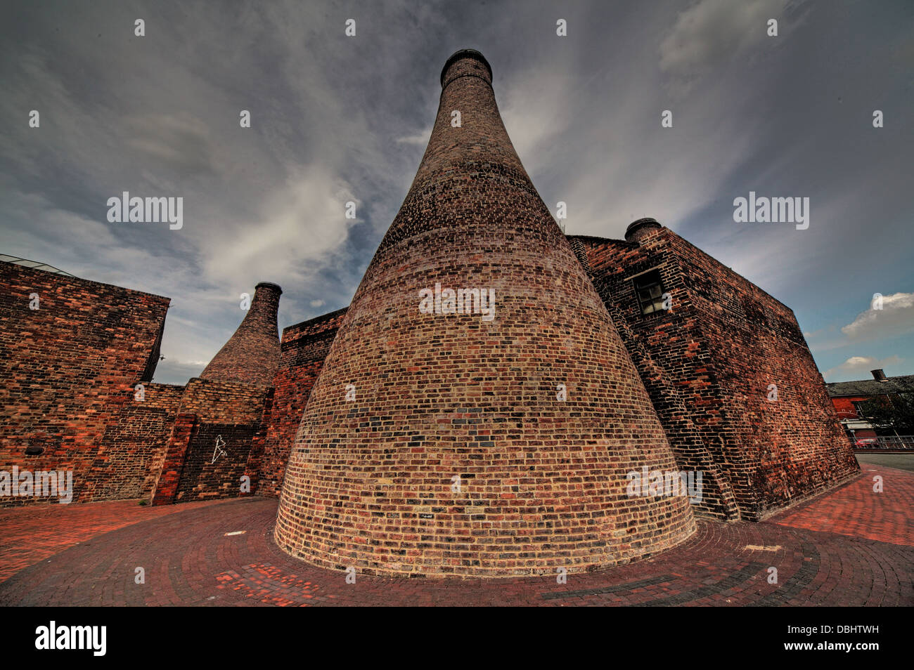 Wide Angle potbank kiln ,image from Longton Stoke-On-Trent Great Britain showing heritage at the Gladstone Pottery Museum, ST3 1PQ Stock Photo