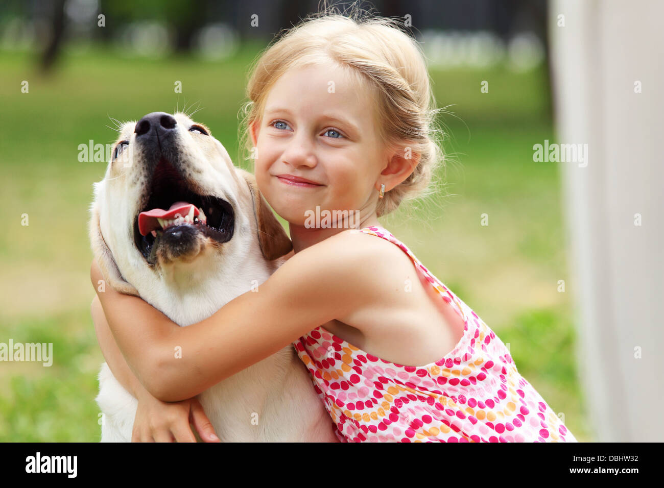 little girl with her dog Stock Photo - Alamy