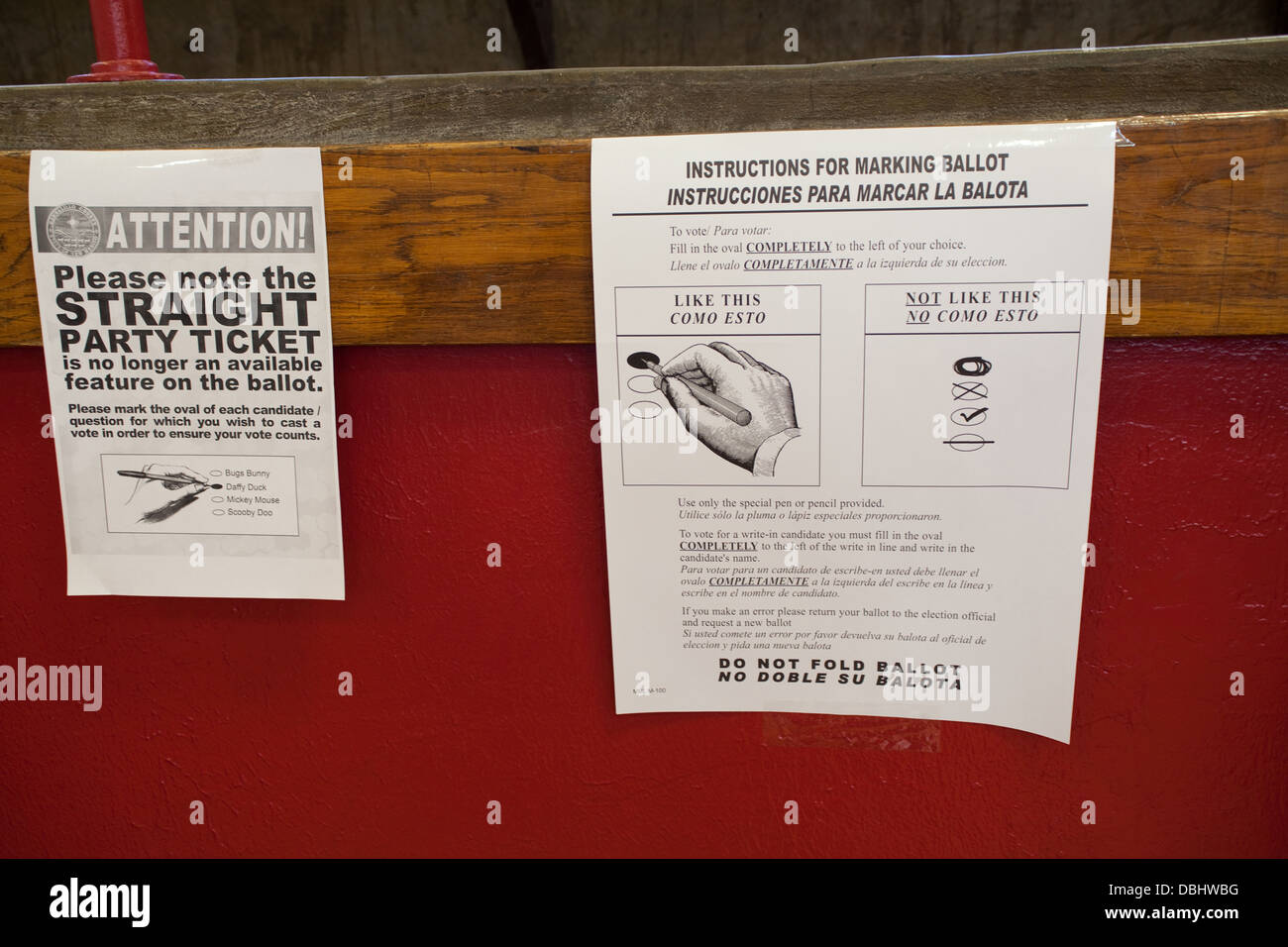 Instructions at a voting site on how to fill out the ballot correctly ...