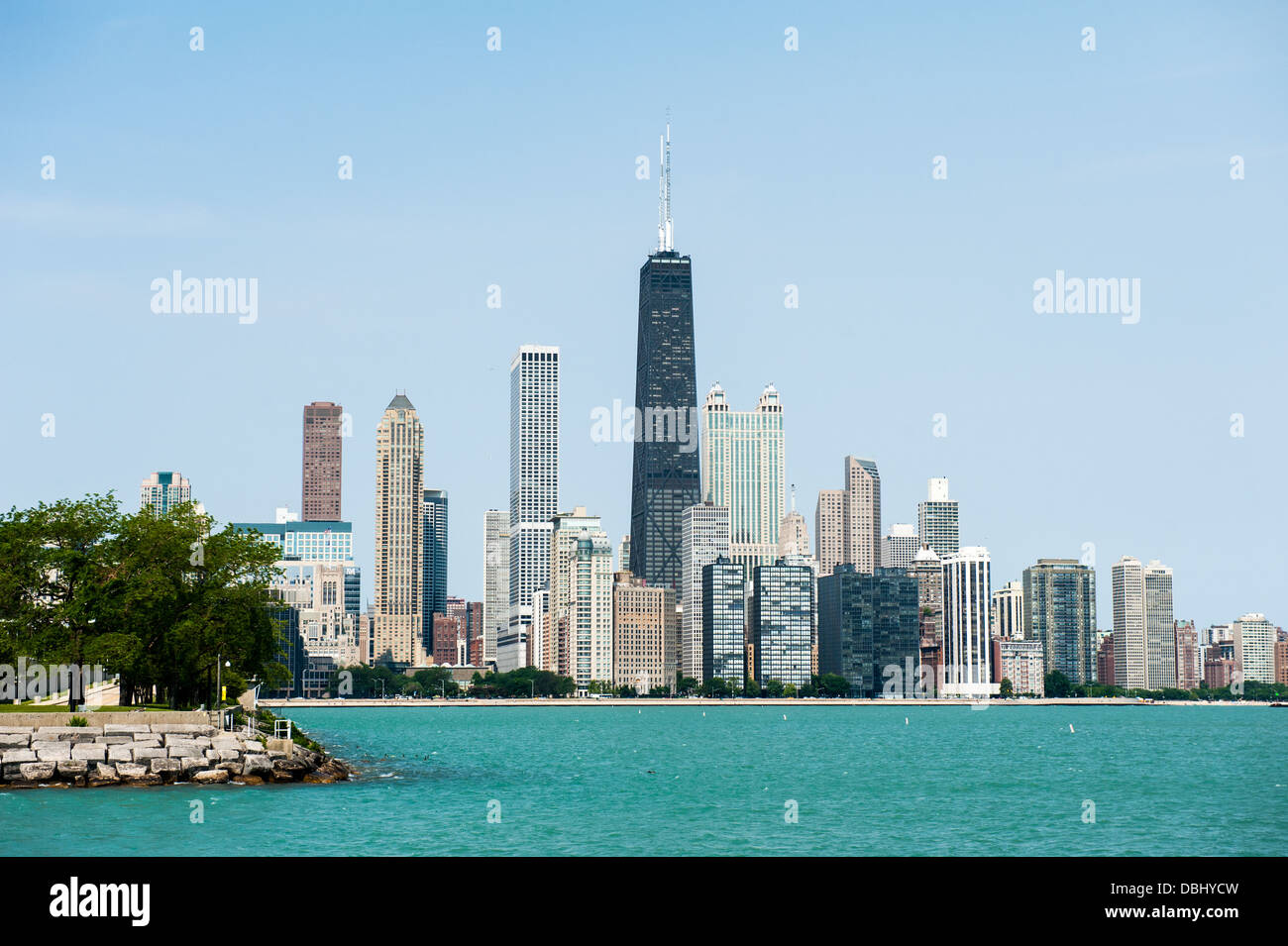 View of the Chicago skyline from Lake Michigan Stock Photo - Alamy