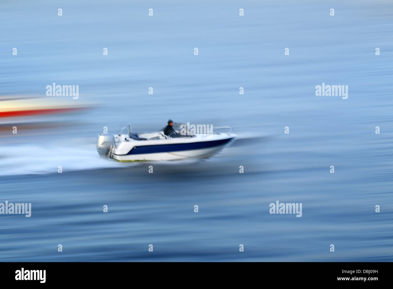 speed boat water transportation background Stock Photo