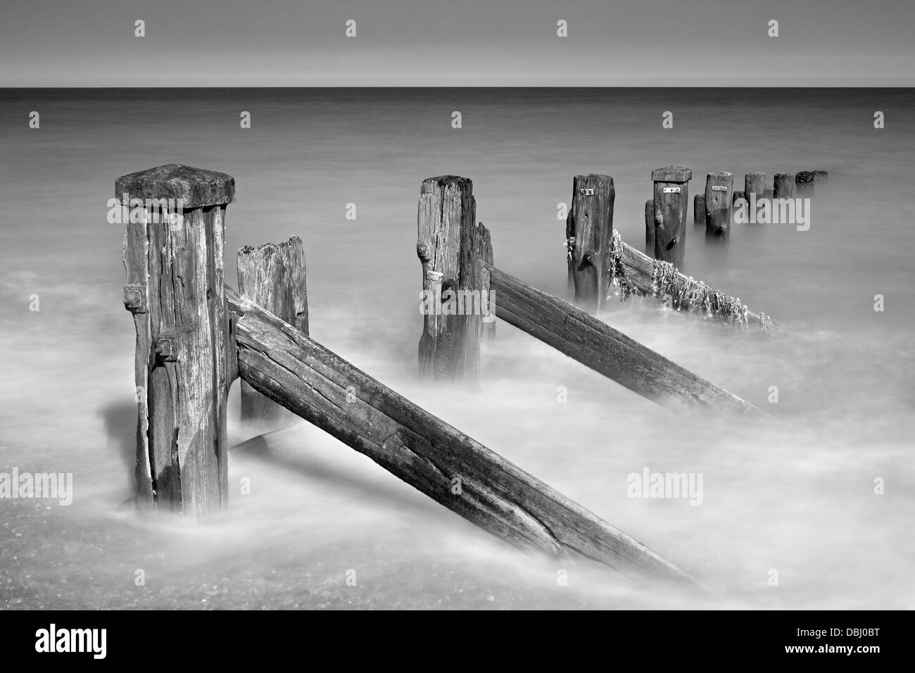 Wooden sea defences at Spurn Point in East Yorkshire Stock Photo