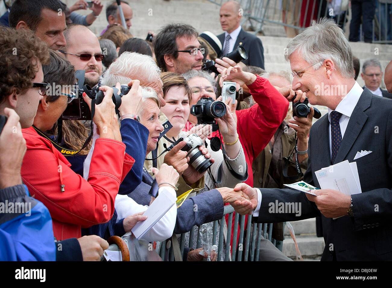 Brussels, Belgium. 31st July, 2013. King Philippe (Filip) of Belgium attends the mass to commemorate the death of King Baudouin 20 years ago at the Cathedral in Brussels, Belgium, 31 July 2013. Photo: Patrick van Katwijk/dpa/Alamy Live News Stock Photo
