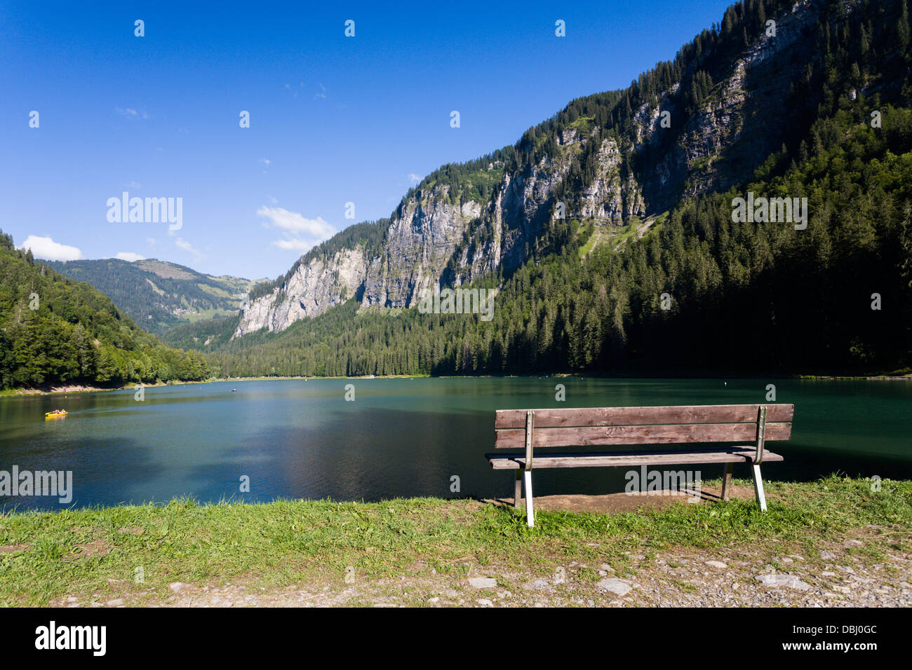 Lac de Montriond in summer Stock Photo