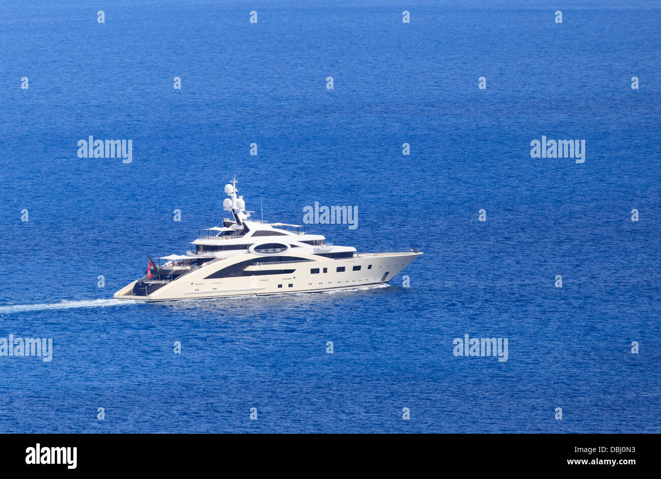 The Ace megayacht designed by Lurssen Yachts off the coast of Corfu Stock Photo
