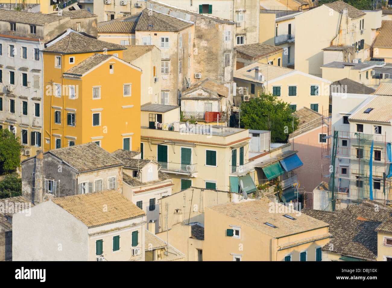 Corfu town roof tops in the Old Town Stock Photo