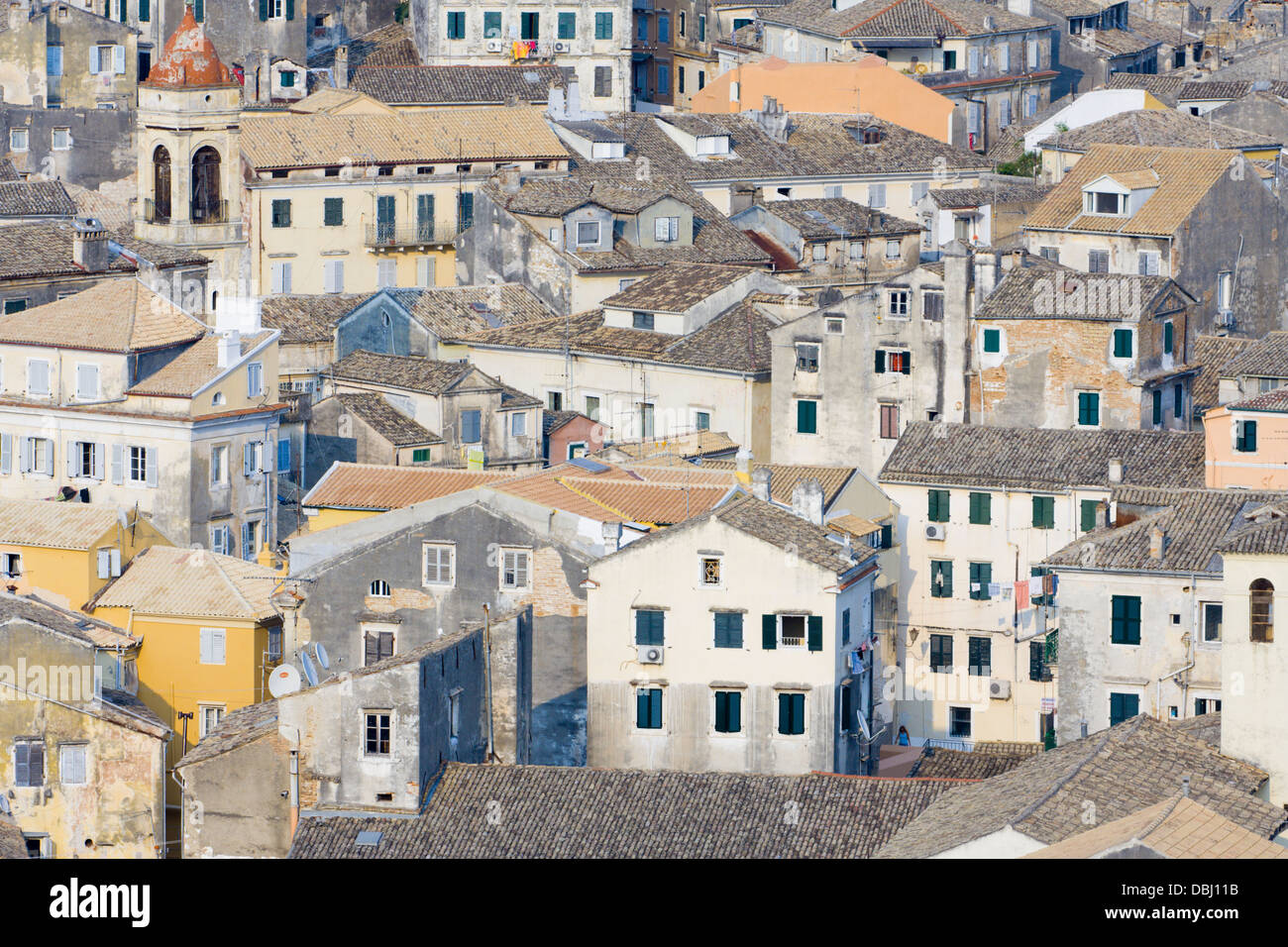 Roof tops in the old quarter of Corfu Town Stock Photo