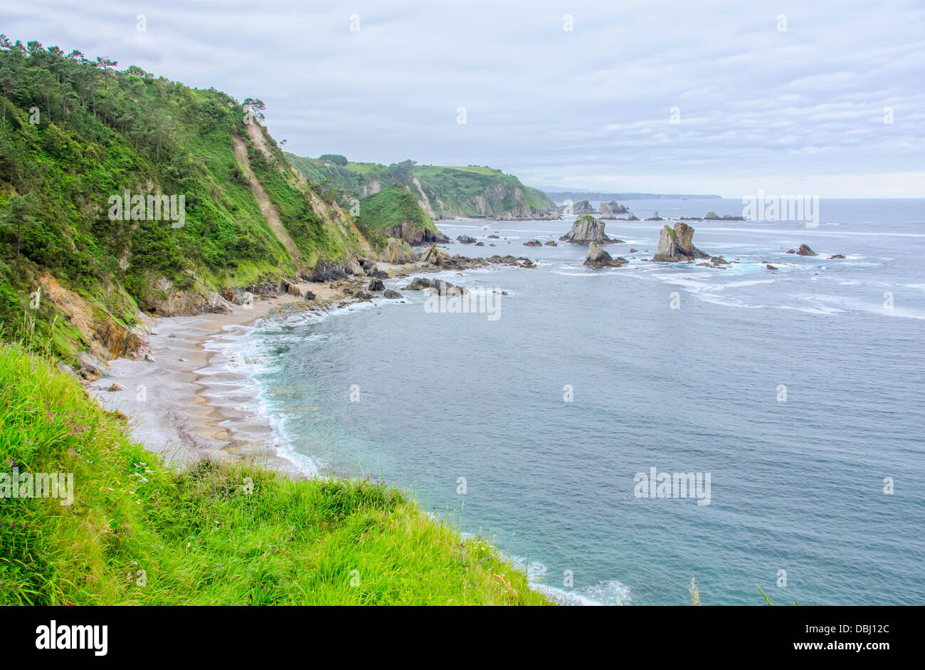 Deserted beach of Silencio in Asturias, Spain Stock Photo