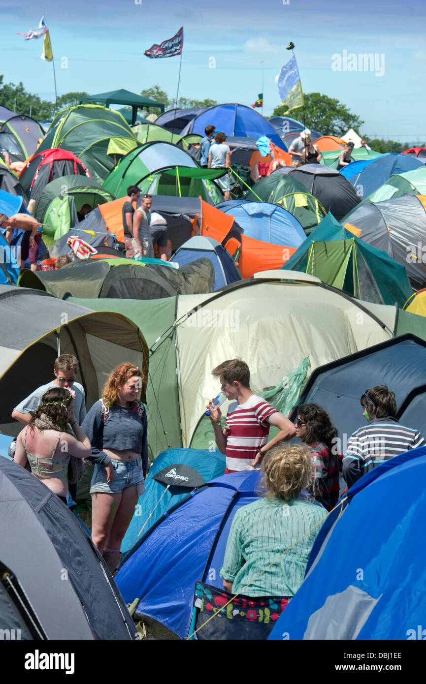 Camping area glastonbury festival somerset hires stock photography and