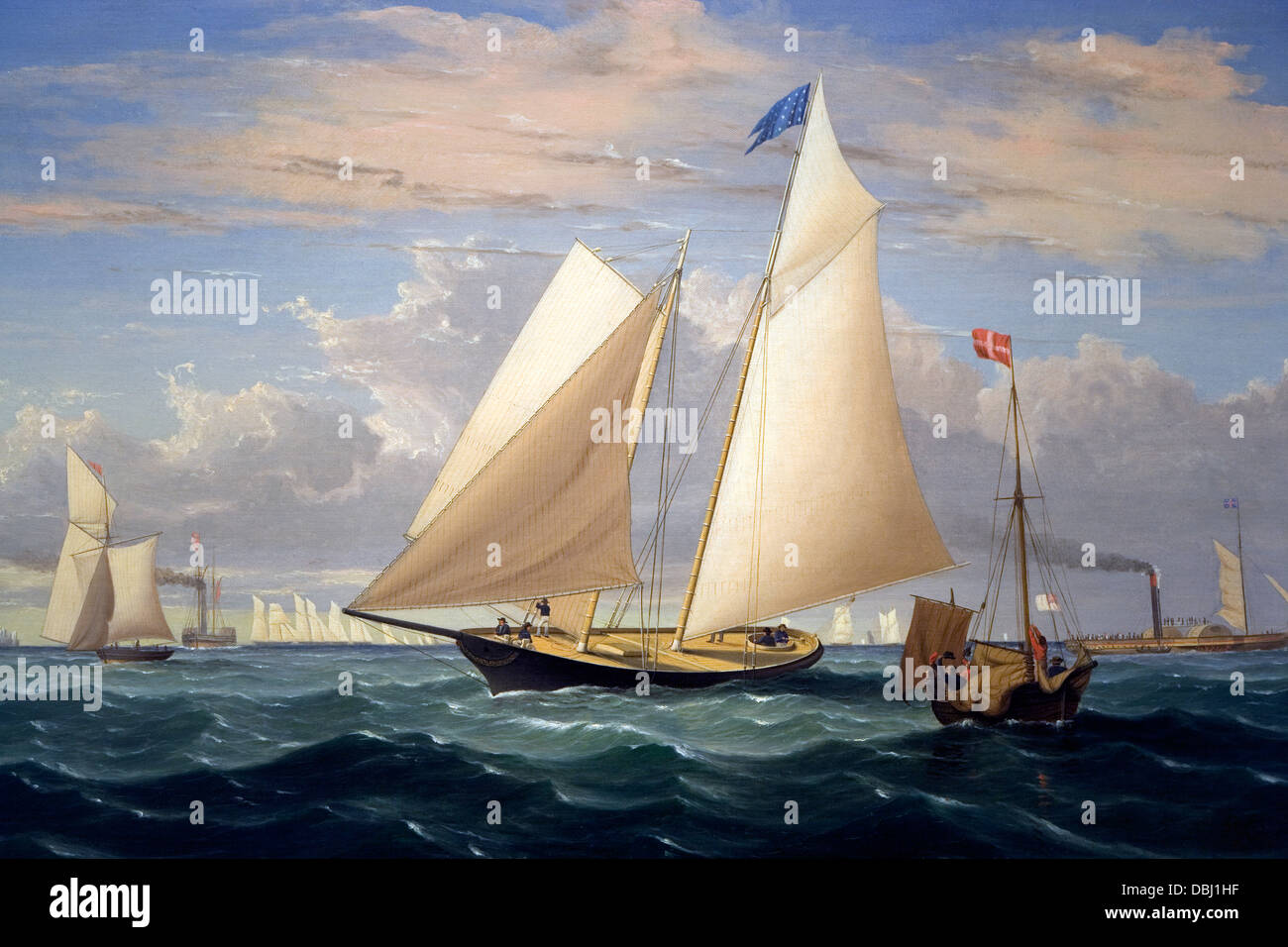 Salem / Peabody Essex Museum - Seaman's Gallery 'The Yacht America Winning the International Race, 1851' by Fitz Henry Lane Stock Photo