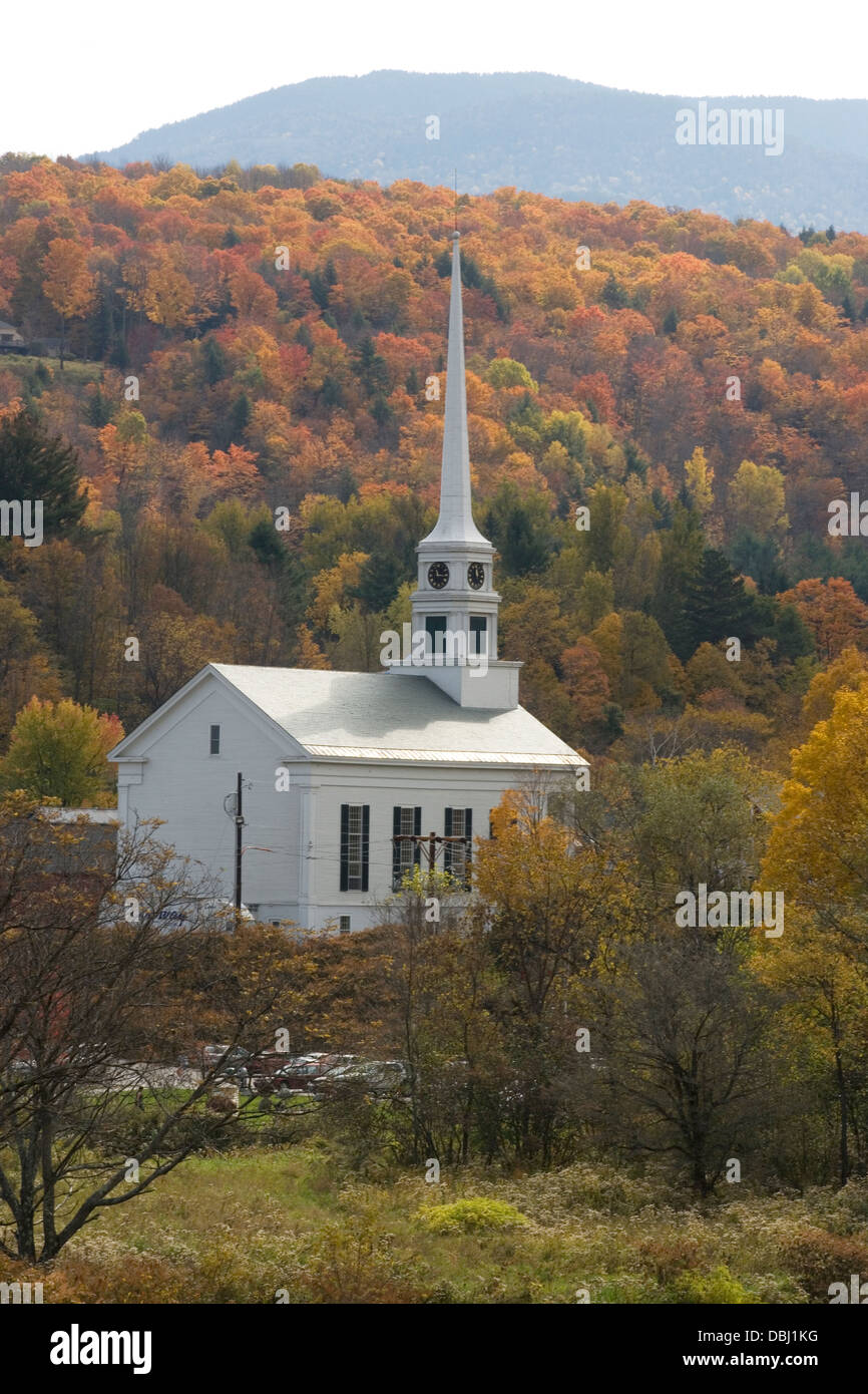 Vermont: Green Mtns / Stowe - view of church Stock Photo