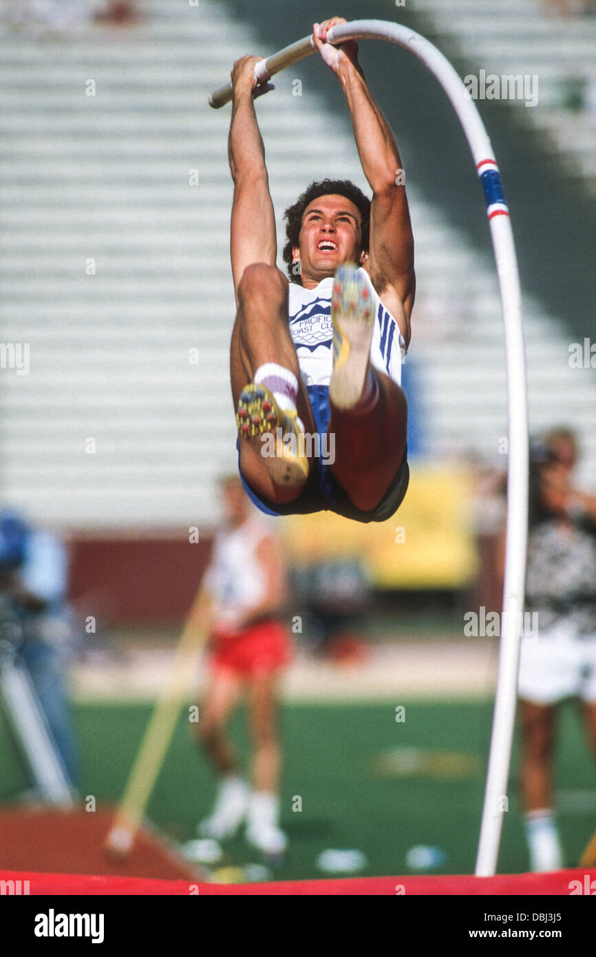 Male pole vaulter in action Stock Photo Alamy