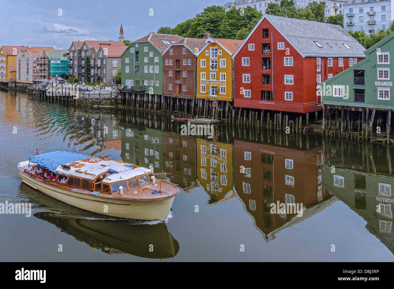 Boat On The River Nid Trondheim Norway Stock Photo