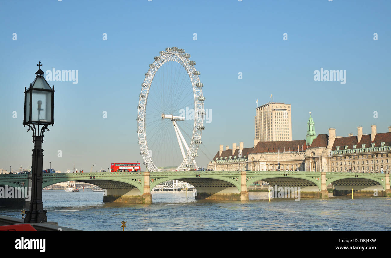 Westminster Bridge and the London Eye in the City of London Stock Photo ...