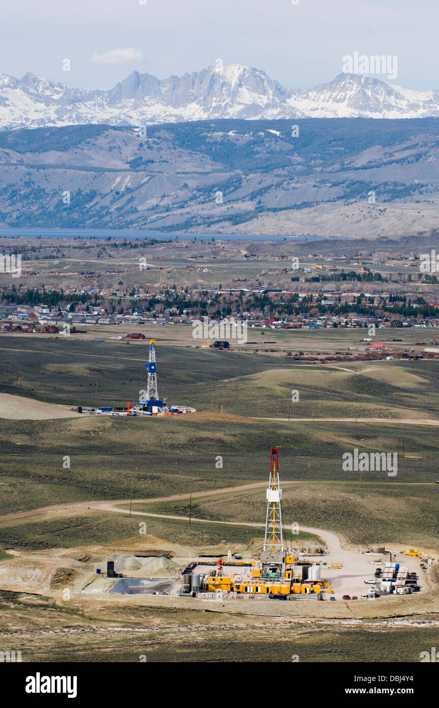 Natural gas development, WY Stock Photo